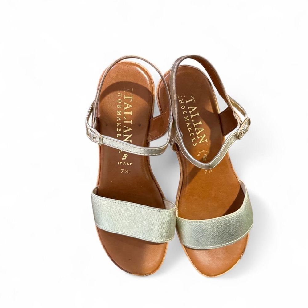 Italian shoemakers' silver metallic platform sandals
